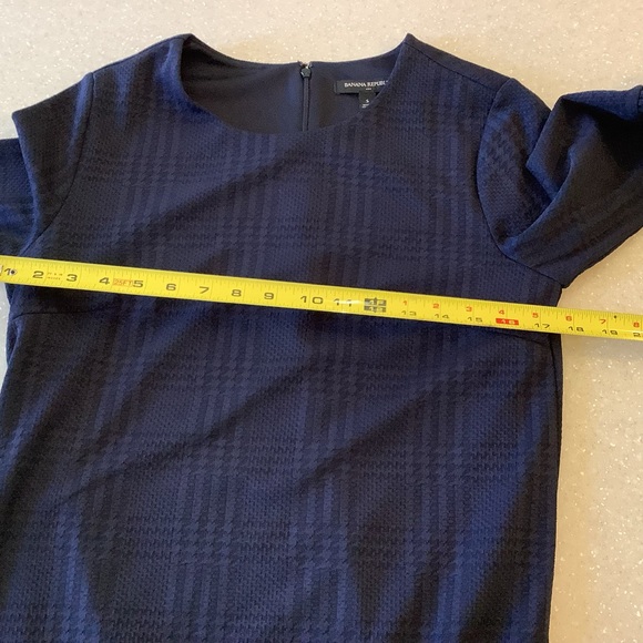 Banana Republic Blue and Black Plaid Dress Size Small 3/4 Bell Sleeves - Picture 7 of 12